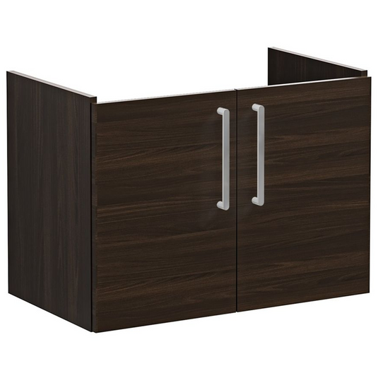 VitrA Root Flat 80cm 2 Door Wall Hung Slim Washbasin Unit | Walnut | 67850 - Envy Bathrooms Ltd