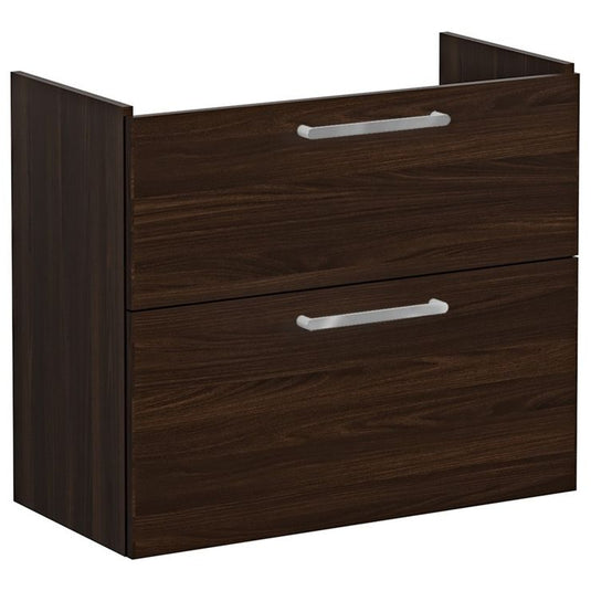 VitrA Root Flat 80cm 2 Drawer Slim Washbasin Unit | Walnut | 67870 - Envy Bathrooms Ltd