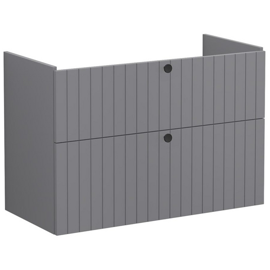 VitrA Root Groove 100cm 2 Drawer Washbasin Unit | Matt Grey | 69060 - Envy Bathrooms Ltd