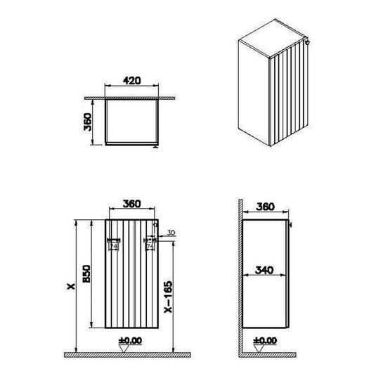 VitrA Root Groove 40cm 1 Door Lower/Base Unit (LH Hinge) | Matt Retro Green | 69127 - Envy Bathrooms Ltd