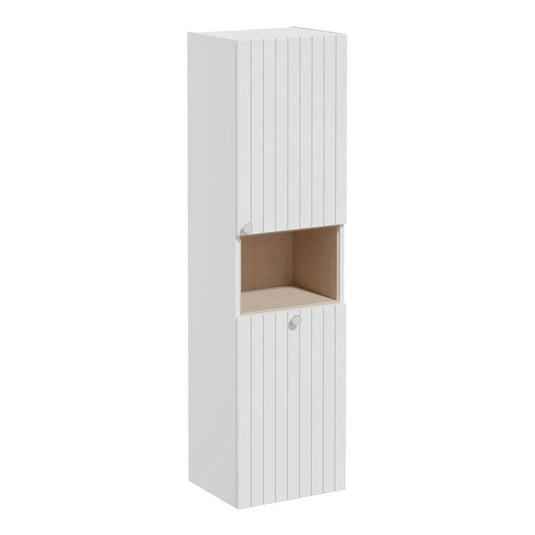 VitrA Root Groove 40cm 2 Door Semi-Tall Unit w/Laundry Basket (RH Hinge) | Matt Light Grey | 69101 - Envy Bathrooms Ltd