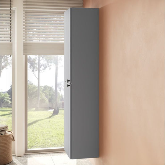 VitrA Root Groove 40cm 2 Door Tall Unit (LH Hinge) | Matt Grey | 69088 - Envy Bathrooms Ltd