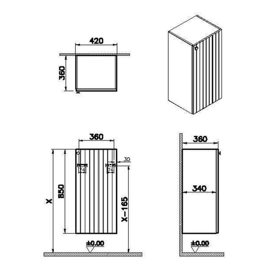 VitrA Root Groove 40cm 1 Door Lower/Base Unit (RH Hinge) | Matt White | 69128 - Envy Bathrooms Ltd