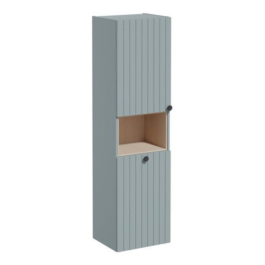 VitrA Root Groove 40cm 2 Door Semi-Tall Unit With Laundry Basket (LH Hinge) | Matt Fjord Green | 69096 - Envy Bathrooms Ltd