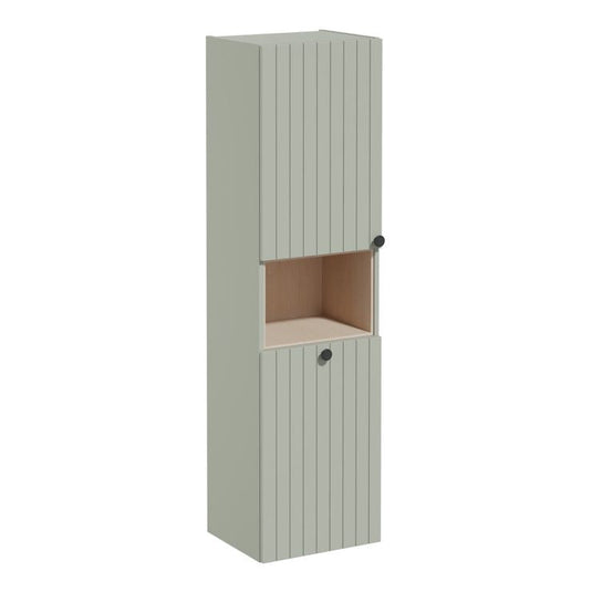 VitrA Root Groove 40cm 2 Door Semi-Tall Unit With Laundry Basket (LH Hinge) | Matt Retro Green | 69099 - Envy Bathrooms Ltd