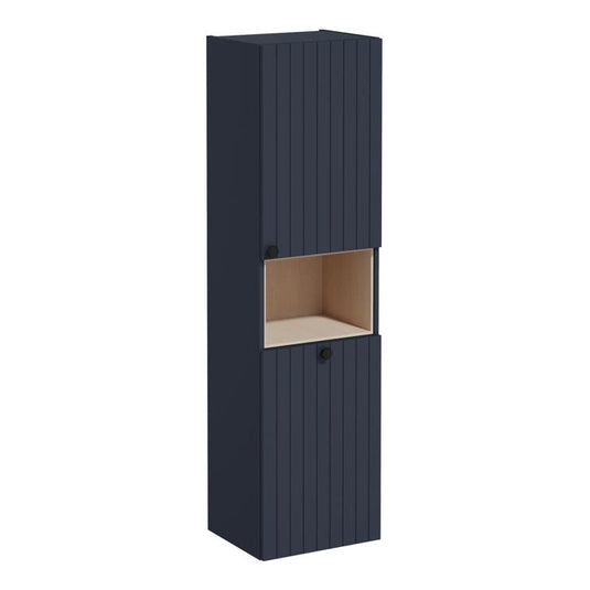 VitrA Root Groove 40cm 2 Door Semi-Tall Unit With Laundry Basket (RH Hinge) | Matt Dark Blue | 69105 - Envy Bathrooms Ltd