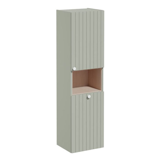 VitrA Root Groove 40cm 2 Door Semi-Tall Unit With Laundry Basket (RH Hinge) | Matt Retro Green | 69106 - Envy Bathrooms Ltd