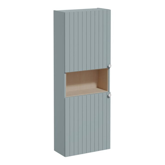 VitrA Root Groove 55cm 2 Door Semi-Tall Unit (LH Hinge) | Matt Fjord Green | 69110 - Envy Bathrooms Ltd