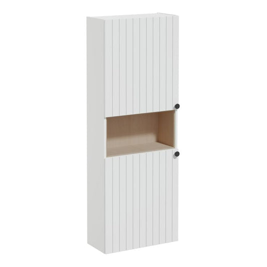 VitrA Root Groove 55cm 2 Door Semi-Tall Unit (LH Hinge) | Matt Light Grey | 69108 - Envy Bathrooms Ltd