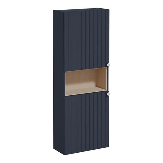 VitrA Root Groove 55cm 2 Door Semi-Tall Unit (LH Hinge) | Matt Dark Blue | 69112 - Envy Bathrooms Ltd
