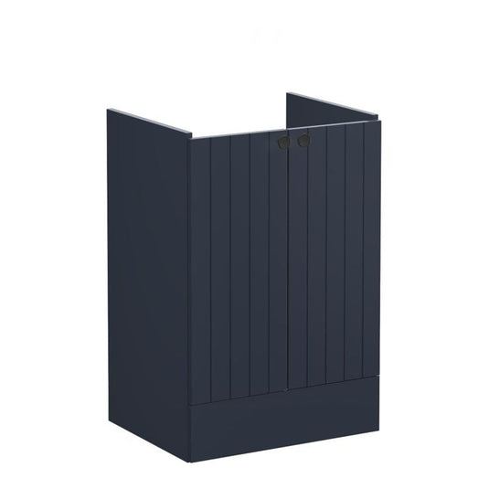 VitrA Root Groove 60cm 2 Door Floor Standing Washbasin Unit | Matt Dark Blue | 69021 - Envy Bathrooms Ltd