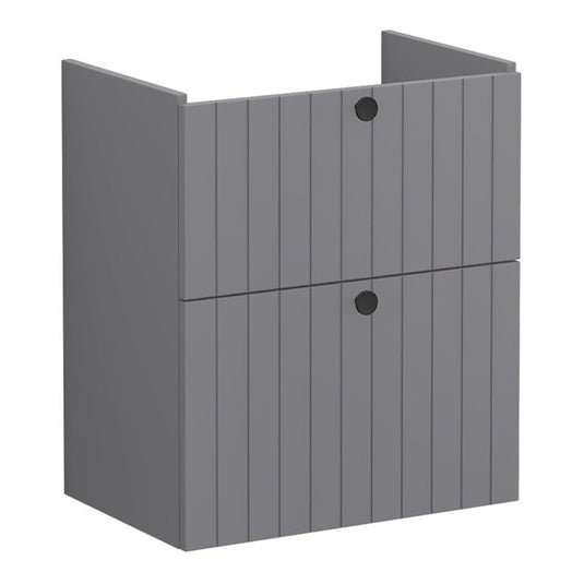 VitrA Root Groove 60cm 2 Drawer Slim Washbasin Unit | Matt Grey | 68983 - Envy Bathrooms Ltd