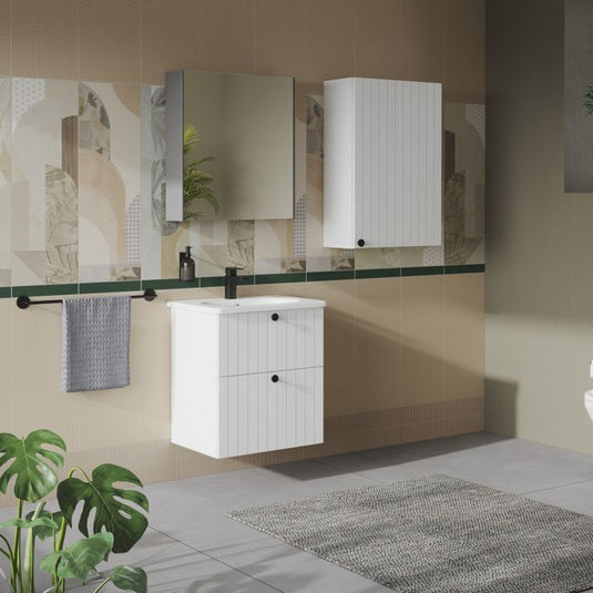 VitrA Root Groove 60cm 1 Door Upper/Wall Unit (RH Hinge) | Matt White | 69170 - Envy Bathrooms Ltd