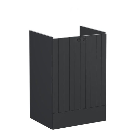 VitrA Root Groove 60cm 2 Door Floor Standing Washbasin Unit | Matt Graphite | 69020 - Envy Bathrooms Ltd