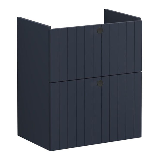 VitrA Root Groove 60cm 2 Drawer Slim Washbasin Unit | Matt Dark Blue | 68986 - Envy Bathrooms Ltd