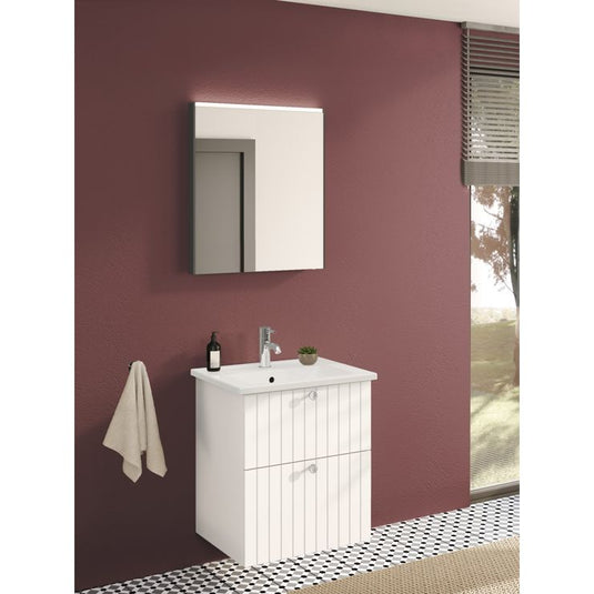 VitrA Root Groove 60cm 2 Drawer Washbasin Unit | Matt White | 69044 - Envy Bathrooms Ltd