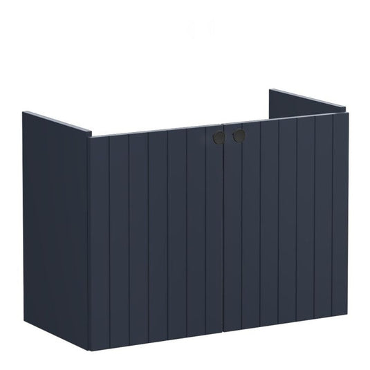 VitrA Root Groove 80cm 2 Door Wall Hung Slim Washbasin Unit | Matt Dark Blue | 68979 - Envy Bathrooms Ltd