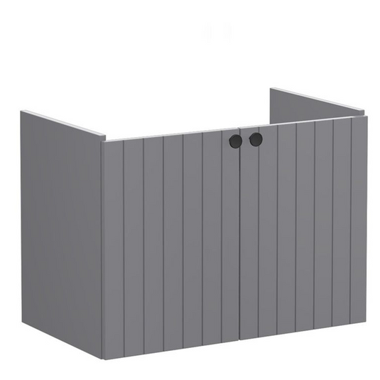 VitrA Root Groove 80cm 2 Door Wall Hung Washbasin Unit | Matt Grey | 69004 - Envy Bathrooms Ltd