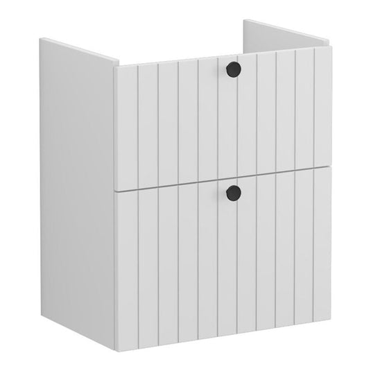 VitrA Root Groove 60cm 2 Drawer Slim Washbasin Unit | Matt Light Grey | 68982 - Envy Bathrooms Ltd