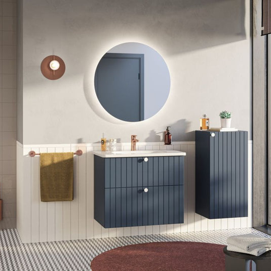 VitrA Root Groove 80cm 2 Drawer Washbasin Unit | Matt Dark Blue | 69056 - Envy Bathrooms Ltd