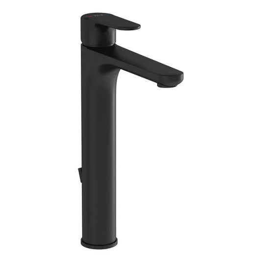 VitrA Root Round Tall Basin Mixer With Waste Lever - Matt Black - A4276636EXP - Envy Bathrooms Ltd
