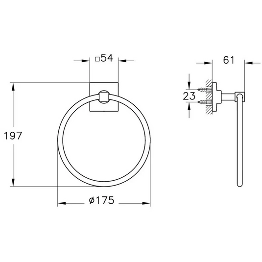 VitrA Root Round Towel Loop - Chrome - A44802 - Envy Bathrooms Ltd