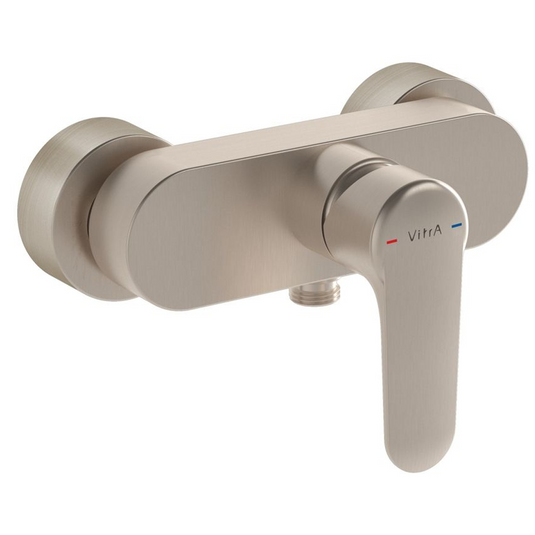 VitrA Root Round Wall Mounted Shower Mixer | Brushed Nickel | A4272634EXP - Envy Bathrooms Ltd