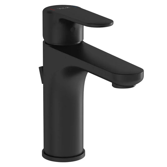 Vitra Root Single Lever Basin Mixer Tap with Pop-Up Waste - Matt Black - Envy Bathrooms Ltd