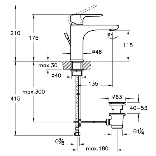 Vitra Root Single Lever Basin Mixer Tap with Pop-Up Waste - Matt Black - Envy Bathrooms Ltd