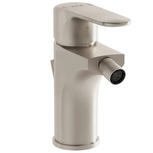 Vitra Root Single Lever Bidet Mixer Tap with Pop-up Waste - Brushed Nickel - Envy Bathrooms Ltd