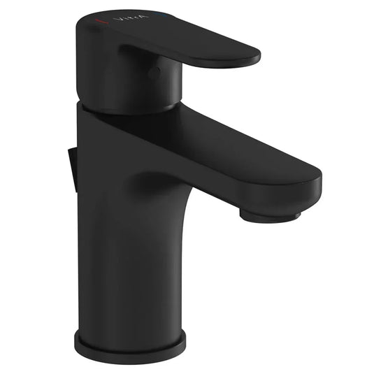 Vitra Root Single Lever Compact Basin Mixer Tap with Pop-Up Waste - Matt Black - Envy Bathrooms Ltd
