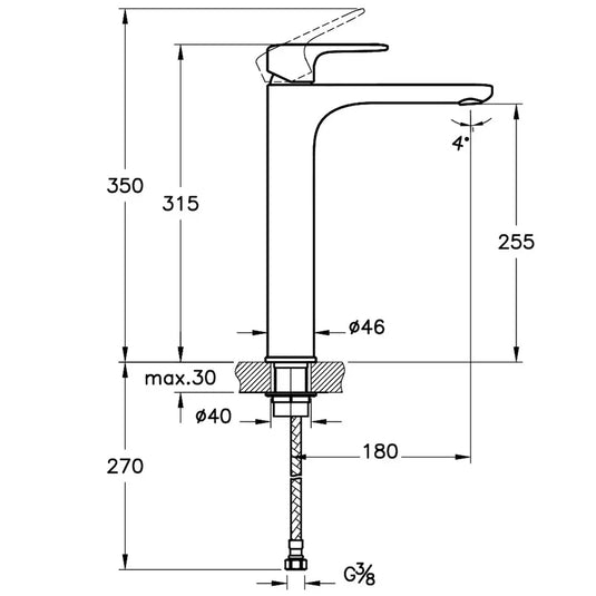 Vitra Root Single Lever Tall Basin Mixer Tap - Chrome - Envy Bathrooms Ltd