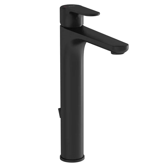 Vitra Root Single Lever Tall Basin Mixer Tap with Pop-Up Waste - Matt Black - Envy Bathrooms Ltd