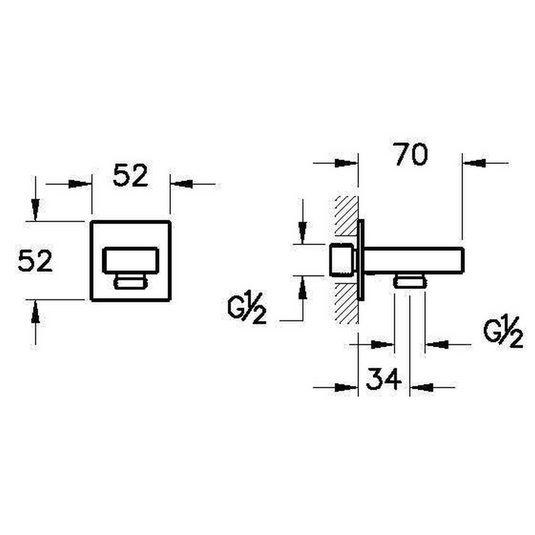 VitrA Root Square Built-In Hand Shower Outlet | Matt Black | A4523336 - Envy Bathrooms Ltd