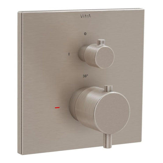 VitrA Root Square Integrated Thermostatic 1-Way Shower Mixer Valve | Brushed Nickel | A4335834EXP - Envy Bathrooms Ltd