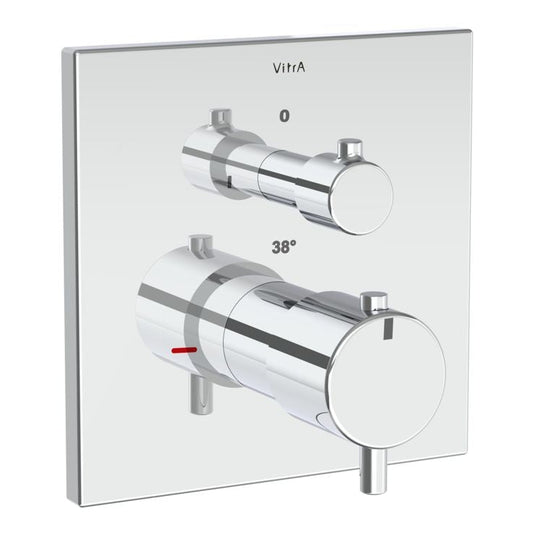 VitrA Root Square Integrated Thermostatic 1-Way Shower Mixer Valve | Chrome | A43358EXP - Envy Bathrooms Ltd