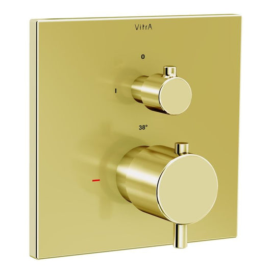 VitrA Root Square Integrated Thermostatic 1-Way Shower Mixer Valve | Soft Gold | A4335874EXP - Envy Bathrooms Ltd