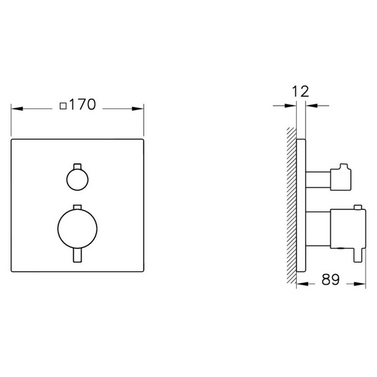 VitrA Root Square Integrated Thermostatic 2-Way Shower Mixer Valve | Chrome | A43268EXP - Envy Bathrooms Ltd