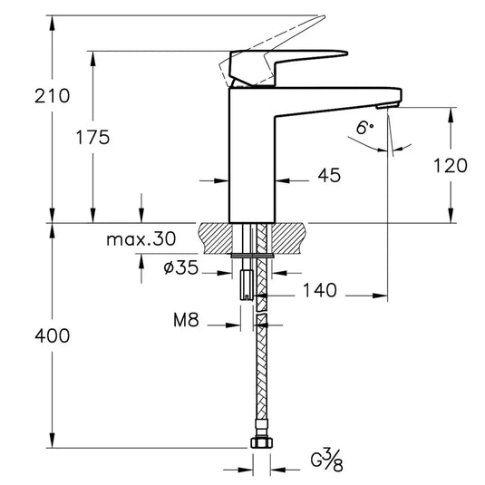 Vitra Root Square Single Lever Basin Mixer Tap - Chrome - Envy Bathrooms Ltd