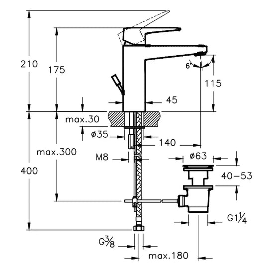 Vitra Root Square Single Lever Basin Mixer Tap with Pop-up Waste - Brushed Nickel - Envy Bathrooms Ltd
