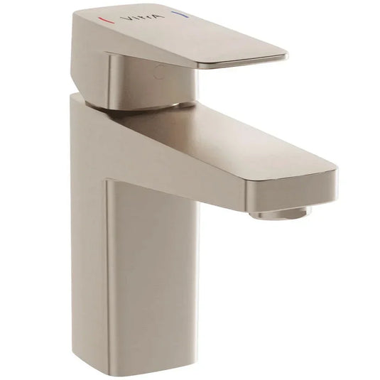 Vitra Root Square Single Lever Compact Basin Mixer Tap - Brushed Nickel - Envy Bathrooms Ltd