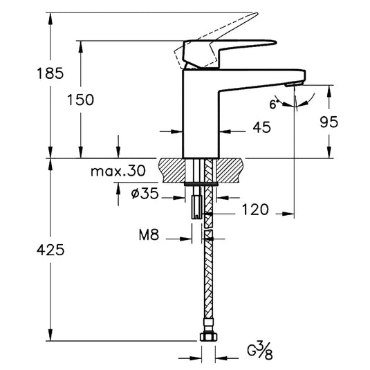 Vitra Root Square Single Lever Compact Basin Mixer Tap - Matt Black - Envy Bathrooms Ltd