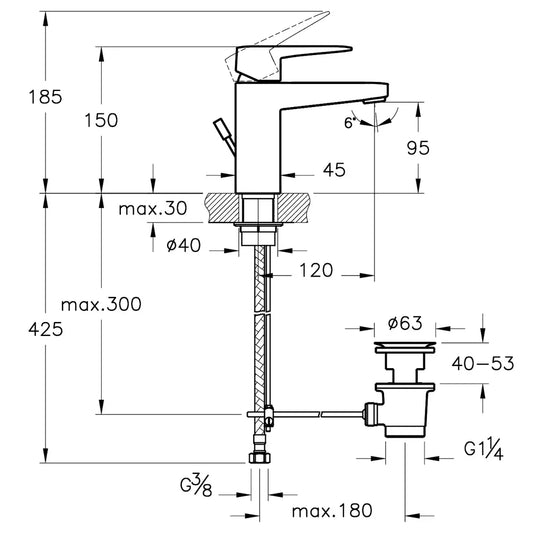 Vitra Root Square Single Lever Compact Basin Mixer Tap with Pop-Up Waste - Matt Black - Envy Bathrooms Ltd