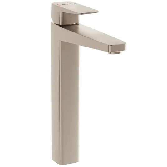 Vitra Root Square Single Lever Tall Basin Mixer Tap - Brushed Nickel - Envy Bathrooms Ltd