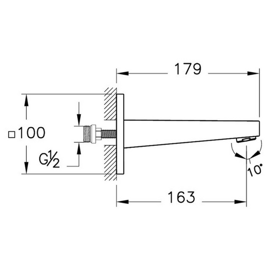 VitrA Root Square Wall Mounted Bath Spout | Matt Black | A4311636EXP - Envy Bathrooms Ltd