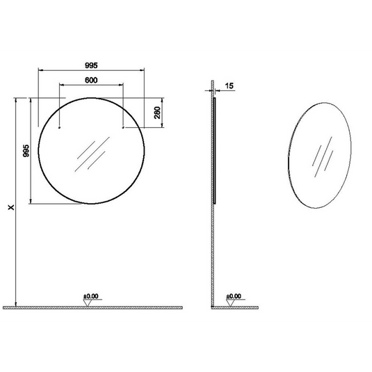 VitrA 995x995mm Round Mirror - Brushed Chrome - 67665 - Envy Bathrooms Ltd