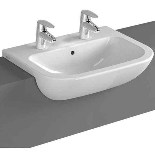 Vitra S20 Semi-Recessed Basin - 550mm Wide - 2 Tap Hole - Envy Bathrooms Ltd