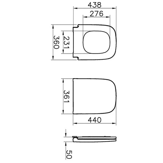 Vitra S20 Square Soft Close Toilet Seat - White - Envy Bathrooms Ltd