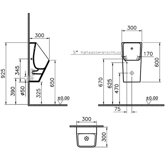 Vitra S20 Syphonic Battery Operated Urinal - White - Envy Bathrooms Ltd