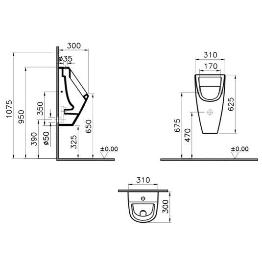 Vitra S20 Syphonic Urinal - Gloss White - Envy Bathrooms Ltd